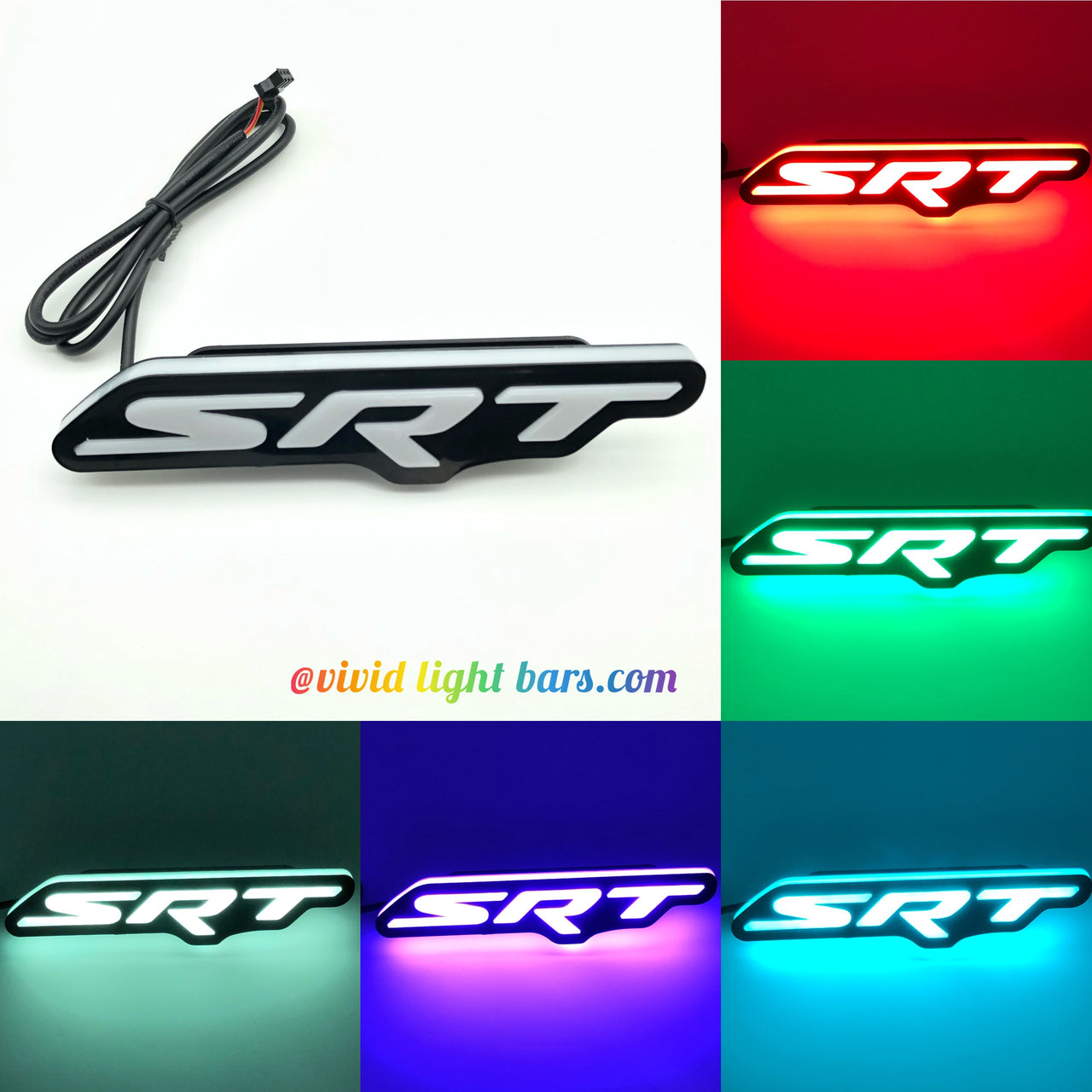 Multicolor SRT LED Grill Emblem Badge – Customizable RGB  Car Logo Light for Dodge, Chrysler & Jeep | Easy Install, Waterproof Design