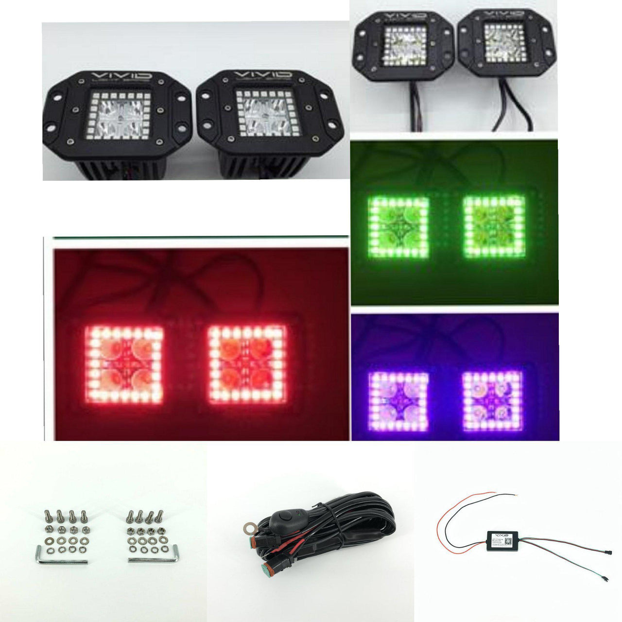 3.2" 20W Cree LED Flush Mount Pods Halo With Bluetooth Remote Control-RGB Halo Pods-Vivid Light Bars