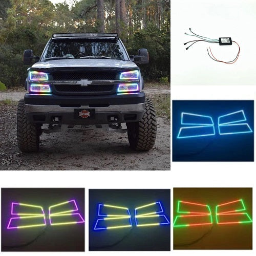 Chevy Silverado /Duramax 03-06 Chasing flow halo headlight kits with Bluetooth App Remote