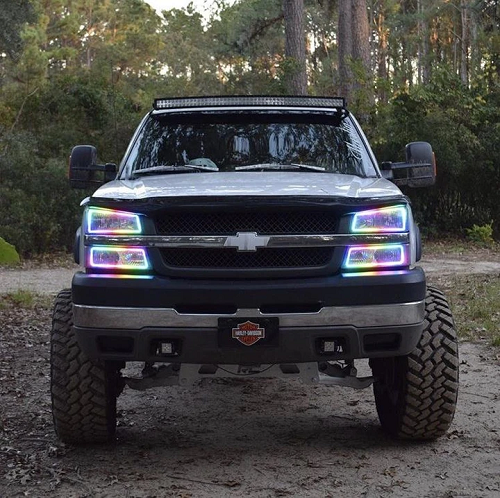 Chevy Silverado /Duramax 03-06 Chasing flow halo headlight kits with Bluetooth App Remote