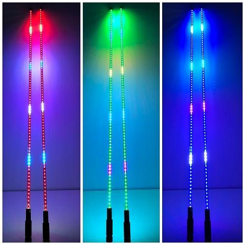 RGB chasing led whip light with Heavy-Duty Barrel Spring Mounting Base for utv, rzr, atv, trucks (2 packs) - Vivid Light Bars